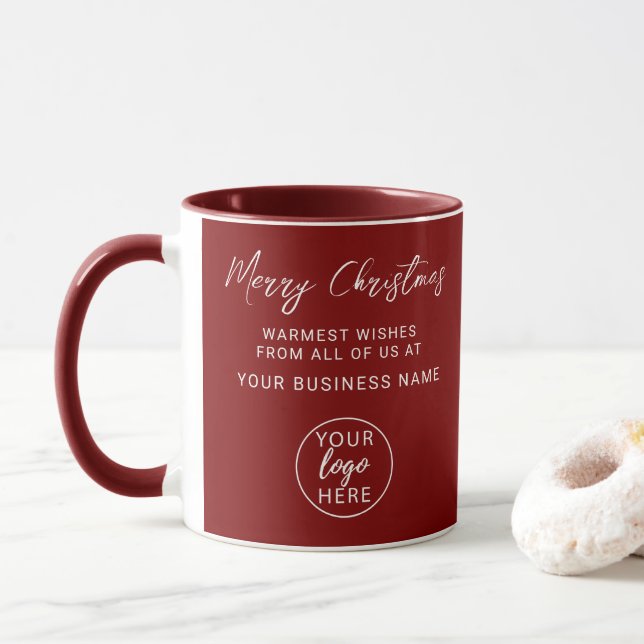 Modern Personalized Merry Christmas Business Logo Mugg (Med munk)