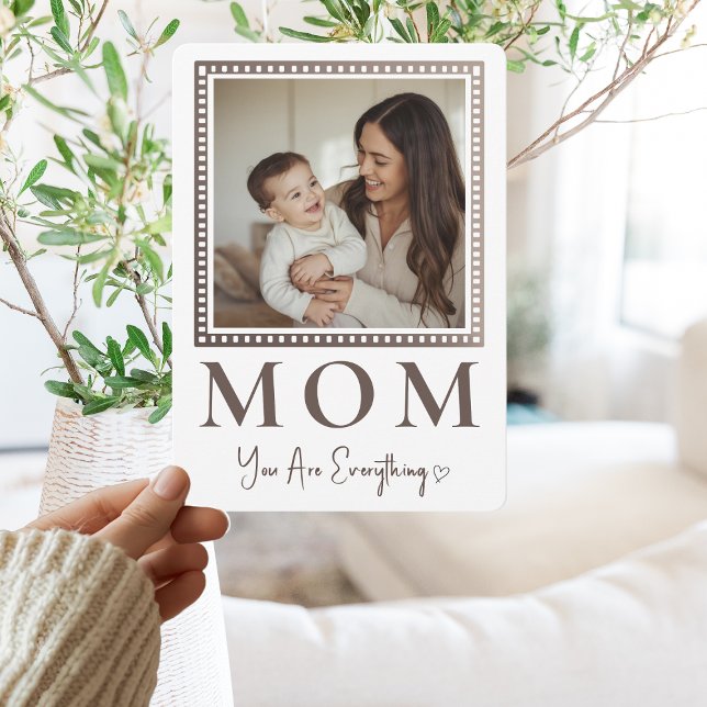 Modern Personalized Mom Photo Greeting Card Julkort (Skapare uppladdad)