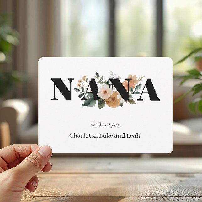Modern Personalized Nana Floral Card Julkort (Skapare uppladdad)