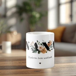 Modern Personalized Nana Floral Gift Kaffemugg