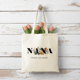 Modern Personalized Nana Floral Gift Tygkasse