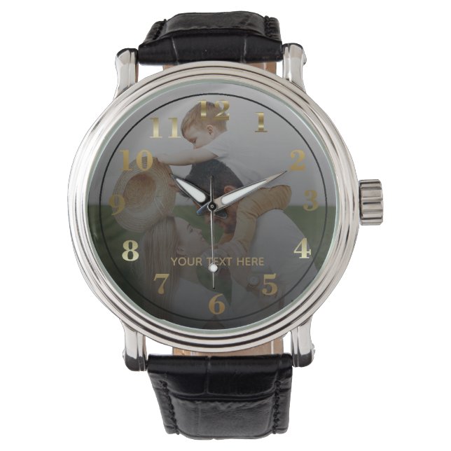 Modern Personalized Photo & Custom Text Men's Watc Armbandsur (Framsida)