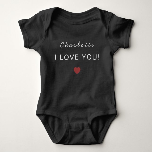 Modern Personalized Valentine Baby Bodysuit T Shirt (Framsida)