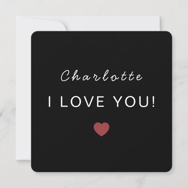 Modern Personalized Valentine Card – I Love You (Framsida)