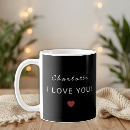 Modern Personalized Valentine Mug – I Love You  Kaffemugg