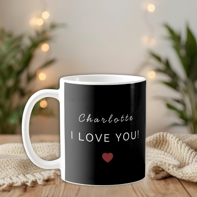 Modern Personalized Valentine Mug – I Love You  Kaffemugg (Skapare uppladdad)