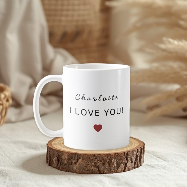 Modern Personalized Valentine Mug – I Love You  Kaffemugg (Skapare uppladdad)