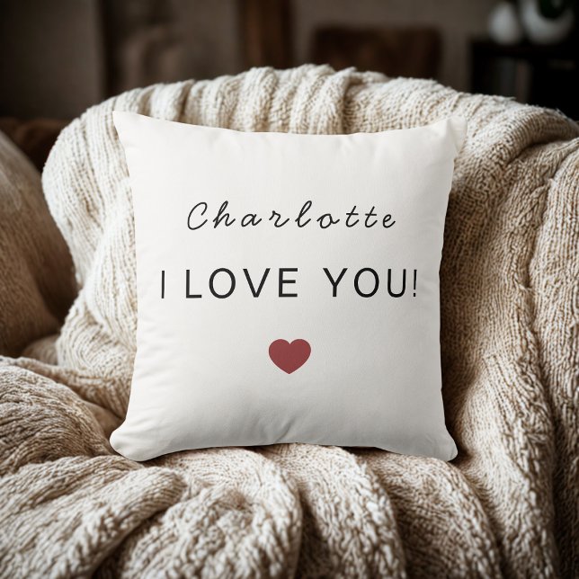 Modern Personalized Valentine Pillow – I Love You Kudde (Skapare uppladdad)