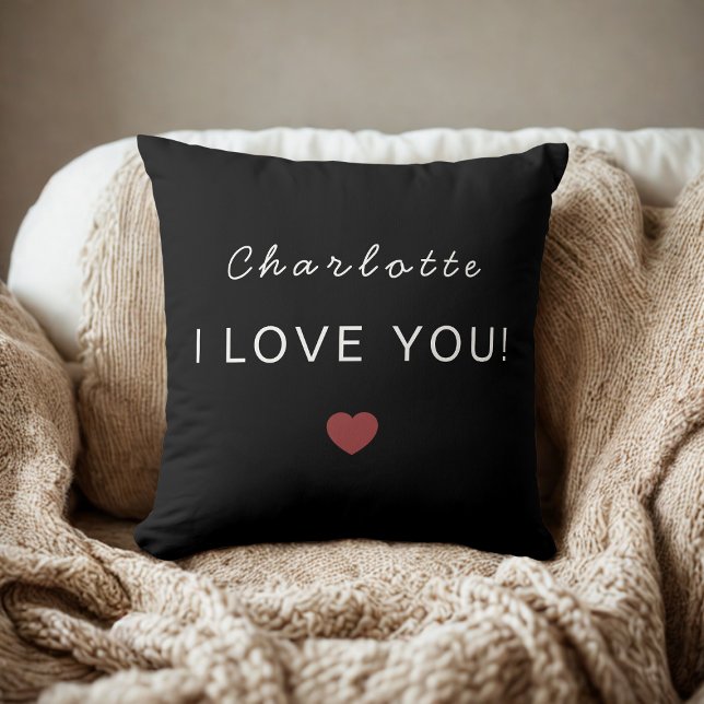 Modern Personalized Valentine Pillow – I Love You Kudde (Skapare uppladdad)