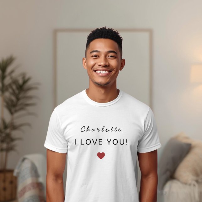 Modern Personalized Valentine T-Shirt – I Love You (Skapare uppladdad)