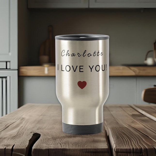 Modern Personalized Valentine Travel Mug Resemugg (Skapare uppladdad)