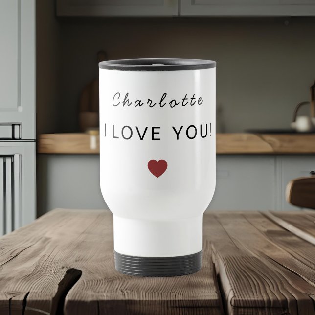 Modern Personalized Valentine Travel Mug Resemugg (Skapare uppladdad)