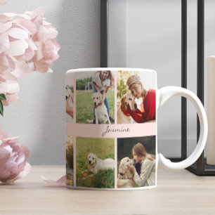 Modern Personlig 10 Foton Hund Rosa Kaffemugg