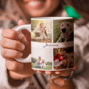 Modern Personlig 10 Photos Collage Hund White Två-Tonad Mugg