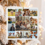 Modern Personlig 13 Fotokollage Julgransprydnad Keramik<br><div class="desc">Skapa en egen personlig-fotokollage-ornament med 13 av bilder i ett kvadratiskt rutnät i mönster.</div>