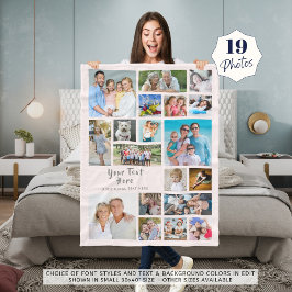 Modern Personlig 19 Photo Collage Rosa Grått Fleecefilt