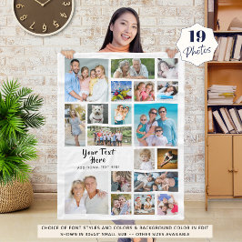 Modern Personlig 19 Photo Collage White Fleecefilt