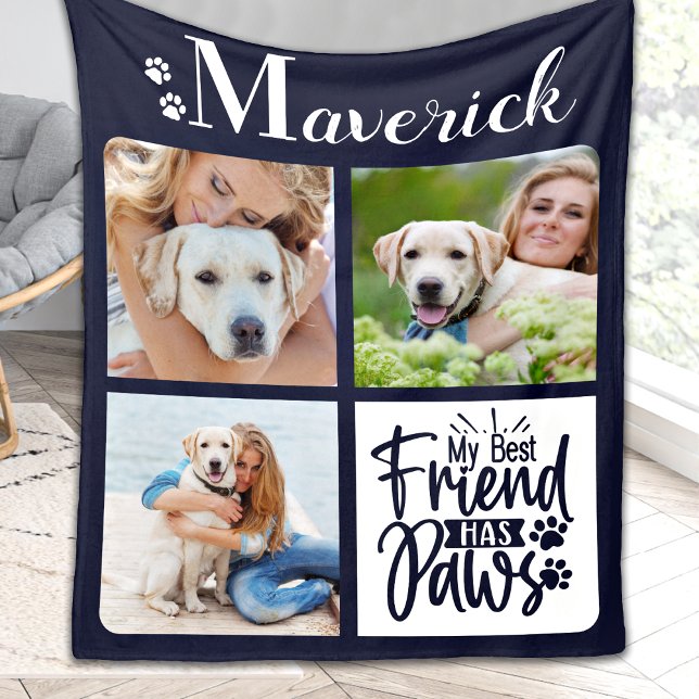 Modern Personlig 3 Pet Photo Hund älskare Fleecefilt (Skapare uppladdad)