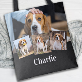 Modern Personlig 4 Pet Photo Namn Hund älskare Tygkasse