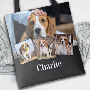Modern Personlig 4 Pet Photo Namn Hund älskare Tygkasse