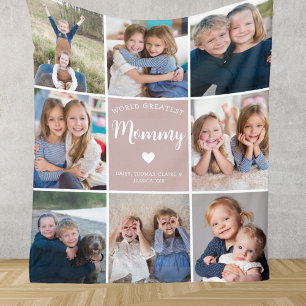 Modern Personlig 8 Fotokollage för Mamma Fleecefilt