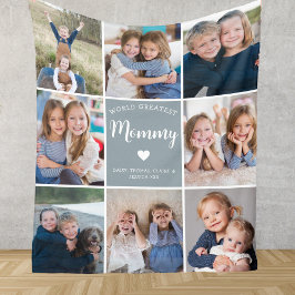 Modern Personlig 8 Fotokollage för Mamma Fleecefilt