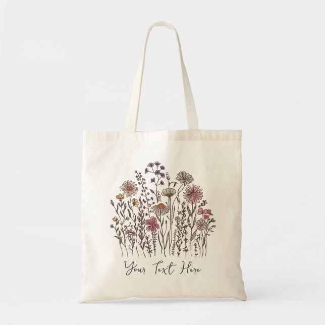 Modern Personlig Akvarell Vildblomma Blommig  Tygkasse (Framsidan)