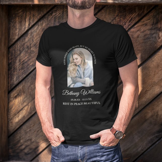 Modern Personlig Arch Photo Memorial T-Shirt (Skapare uppladdad)