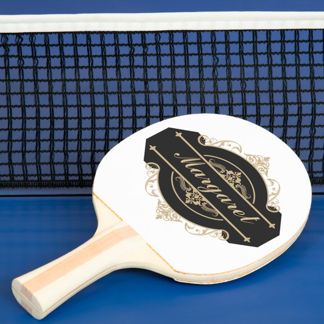 Modern Personlig av Golden, Black och White Pingisracket (Insitu)