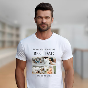 Modern Personlig Bästa Pappa Foto Collage T-Shirt