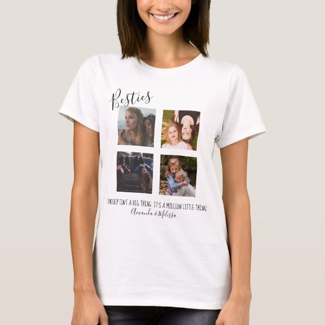 Modern | Personlig | Besties | 4 Foto T Shirt (Framsida)