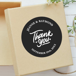 Modern Personlig Black Tack Wedor Favor Runt Klistermärke