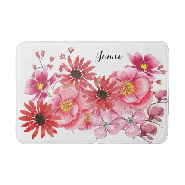 Modern Personlig Blommigt Bath Mat Badrumsmatta (Framsidan)
