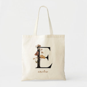 Modern personlig blommonogram bokstav "E" Tygkasse