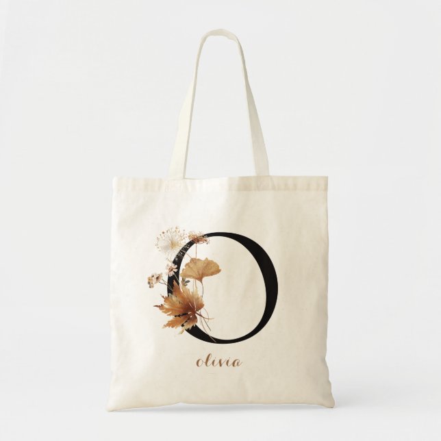 Modern personlig blommonogram bokstav "O" Tygkasse (Framsidan)