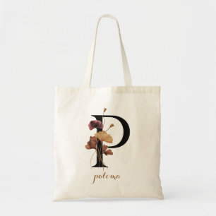 Modern personlig blommonogram bokstav "P" Tygkasse
