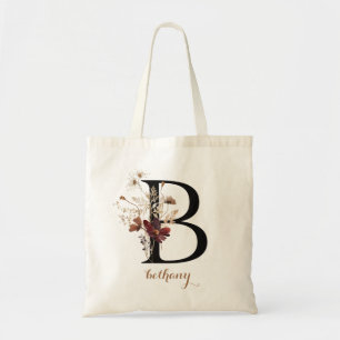 Modern personlig blomster monogram bokstav "B" Tygkasse
