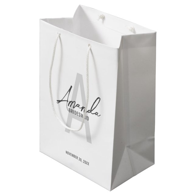 Modern Personlig Bridesmaias Monogram och Namn (Framsidan Vinklad)