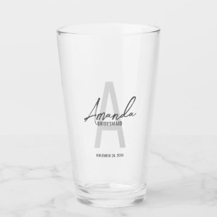 Modern Personlig Bridesmaias Monogram och Namn Glaskopp