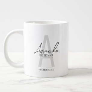 Modern Personlig Bridesmaias Monogram och Namn Jumbo Mugg