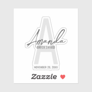 Modern Personlig Bridesmaias Monogram och Namn Klistermärken
