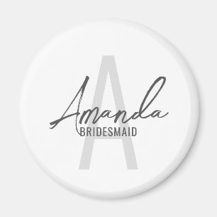 Modern Personlig Bridesmaias Monogram och Namn Magnet