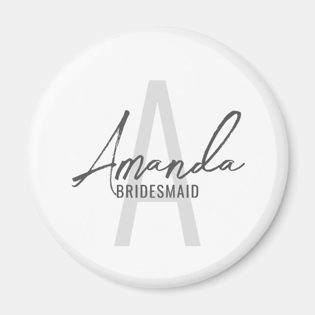 Modern Personlig Bridesmaias Monogram och Namn Magnet (Framsidan)