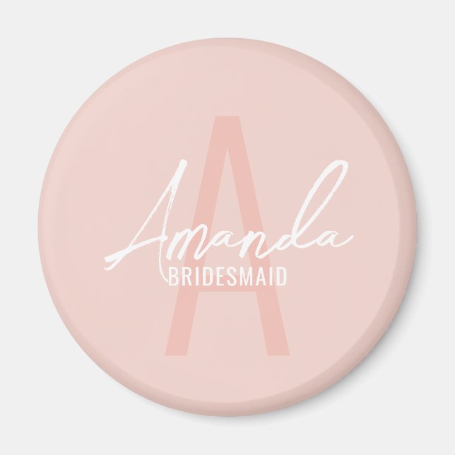 Modern Personlig Bridesmaias Monogram och Namn Magnet (Framsidan)