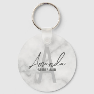 Modern Personlig Bridesmaias Monogram och Namn Nyckelring