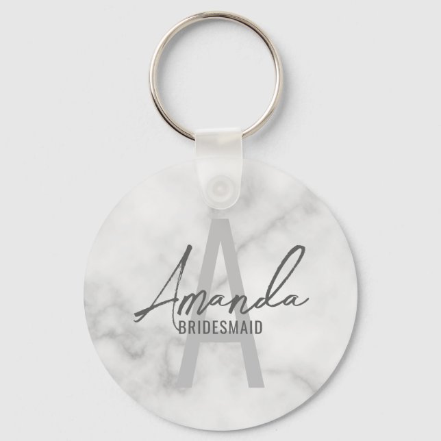 Modern Personlig Bridesmaias Monogram och Namn Nyckelring (Framsida)
