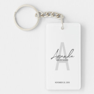 Modern Personlig Bridesmaias Monogram och Namn Nyckelring