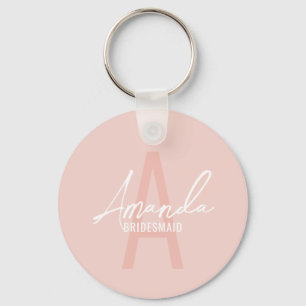 Modern Personlig Bridesmaias Monogram och Namn Nyckelring