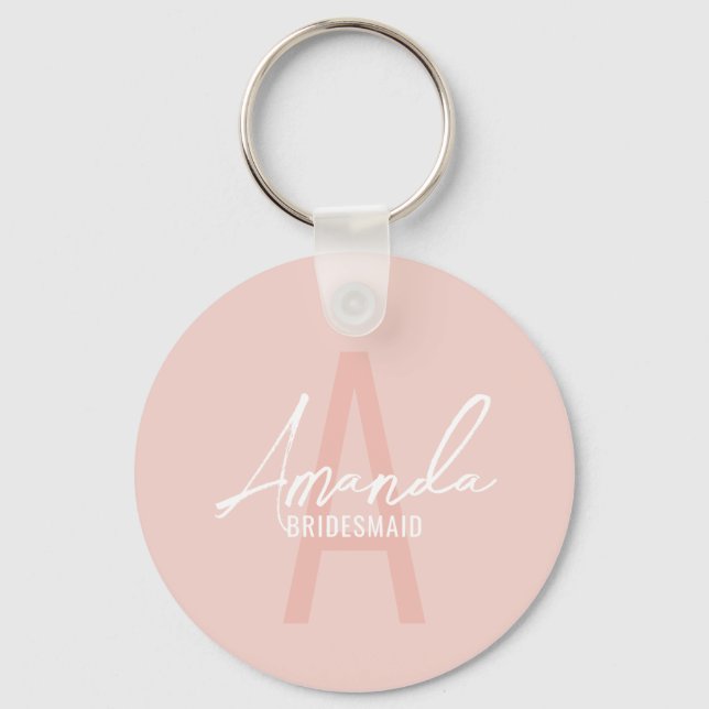 Modern Personlig Bridesmaias Monogram och Namn Nyckelring (Framsida)