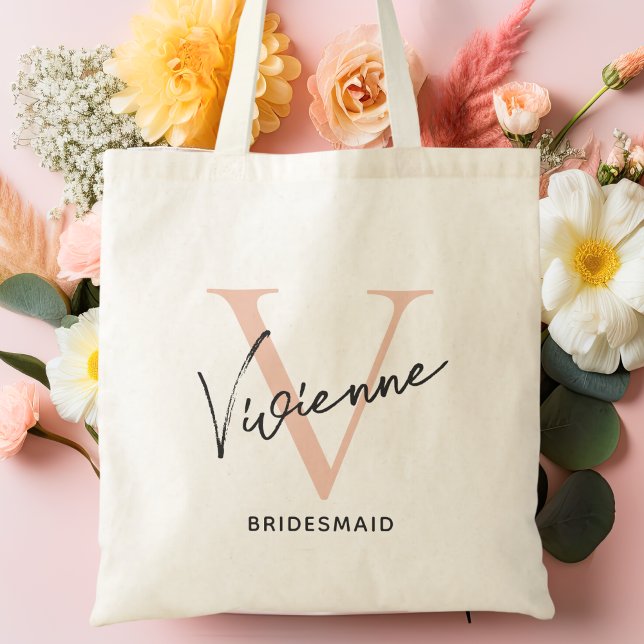 Modern Personlig Bridesmaid Bachelorette Tygkasse (Personalized Bridesmaid Tote Bag)